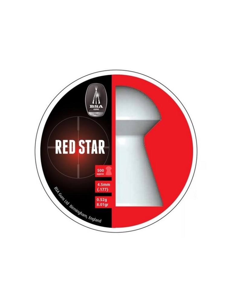 BSA RED STAR PIOMBINI PUNTA SFERICA PER CARABINA CAL.4,5MM DA 0,52G [ICB042]