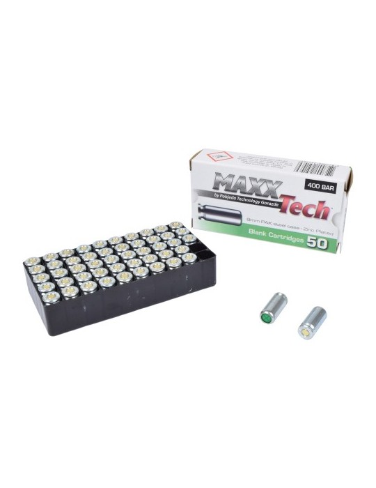 MAXX TECH CARTUCCE A SALVE CALIBRO 9mm PLACCATE ZINCO[MT9]