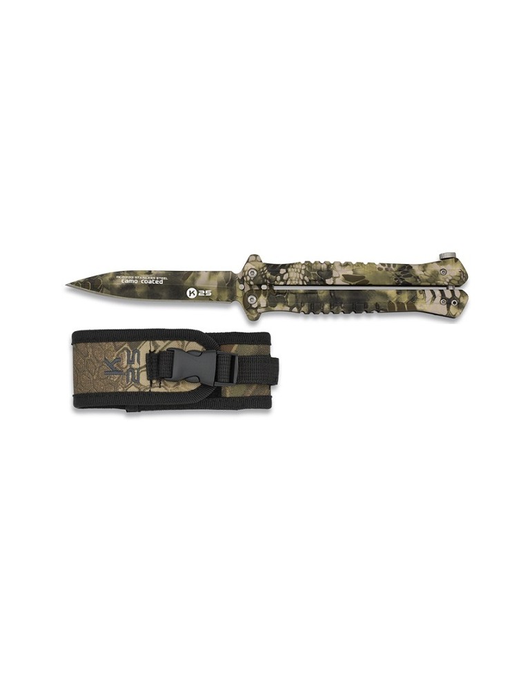 COUTEAU PAPILLON K25 CAMO SAND PHYTON LAME 10 CM [02132]
