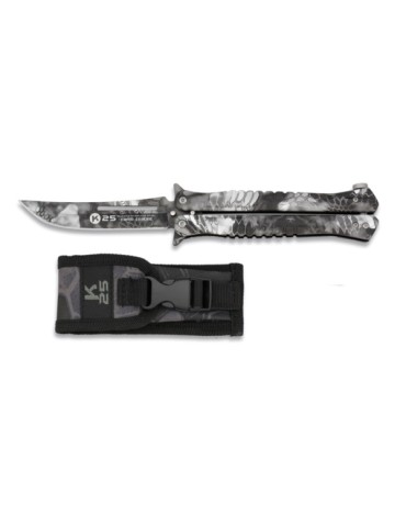 COUTEAU PAPILLON K25 CAMO NOIR PHYTON LAME 10 CM [02142]