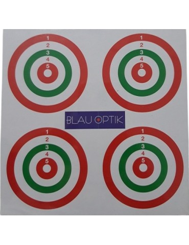 BLAUOPTIK BERSAGLI 14X14 QUATTRO CENTRI TRICOLORE IN CARTONCINO 100 PEZZI [IIN911]