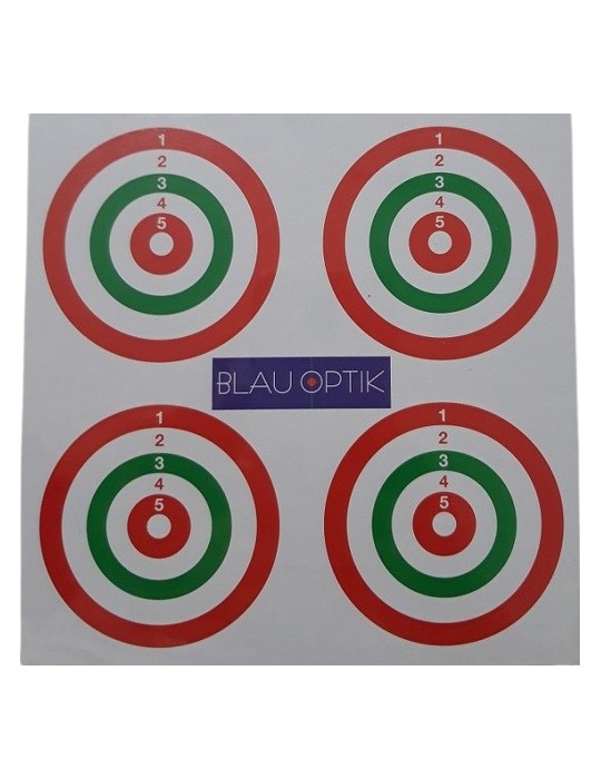 BLAUOPTIK BERSAGLI 14X14 QUATTRO CENTRI TRICOLORE IN CARTONCINO 100 PEZZI [IIN911]