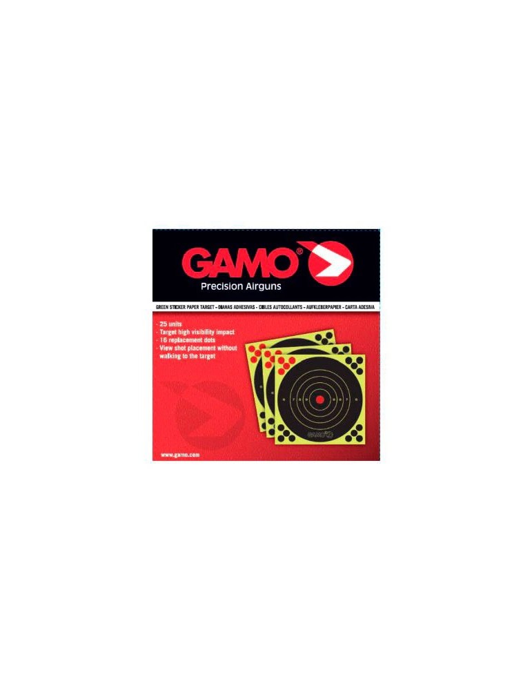 GAMO BERSAGLIO ADESIVO REATTIVO 20X20 CM, 25 PEZZI [6212630]