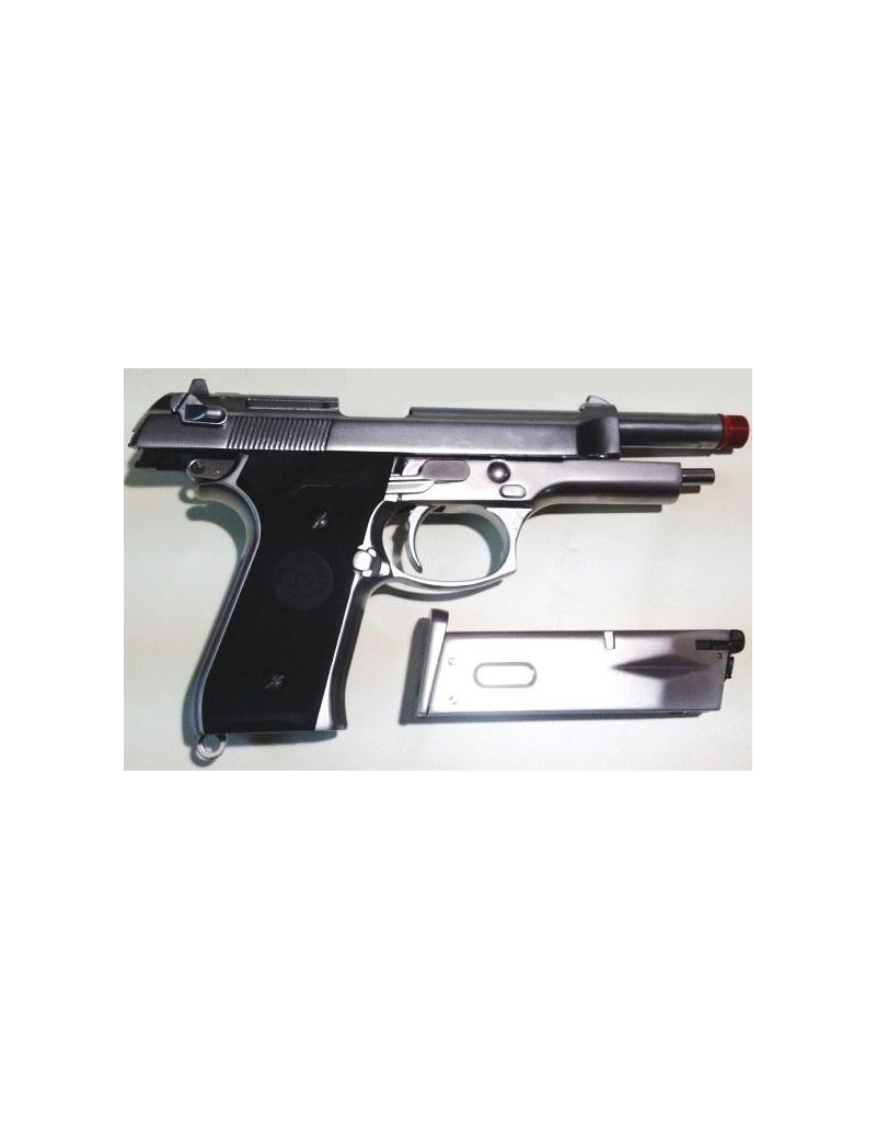 M92S PISTOLET À SOUFFLAGE SPÉCIAL COMBAT À GAZ FULL METAL SILVER WE [W051S]