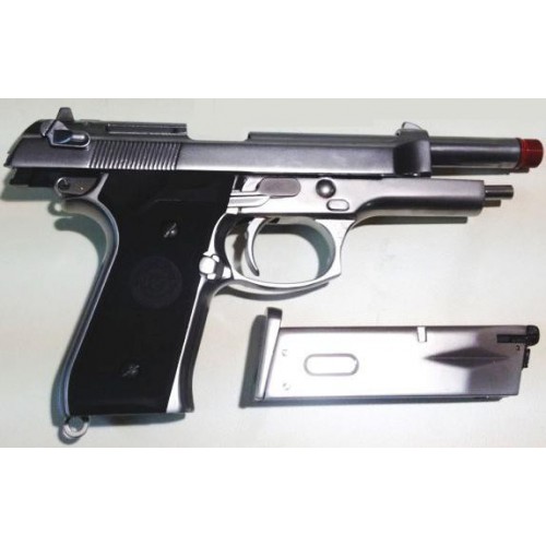 M92S PISTOLET À SOUFFLAGE SPÉCIAL COMBAT À GAZ FULL METAL SILVER WE [W051S]