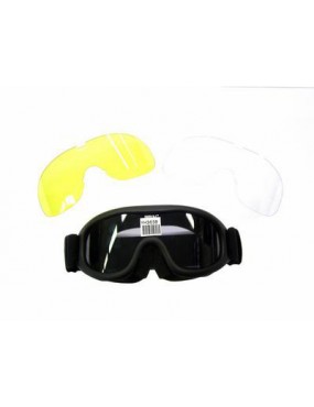 GAFAS REDONDAS SLIM NEGRAS DE TECNOPOLIMERO CON 3 LENTES: HUMO / AMARILLO /...