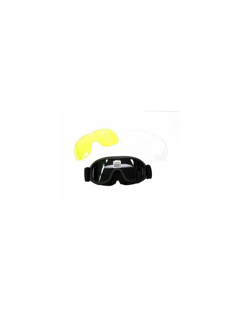 GAFAS REDONDAS SLIM NEGRAS DE TECNOPOLIMERO CON 3 LENTES: HUMO / AMARILLO / NEUTRO [YH363B]