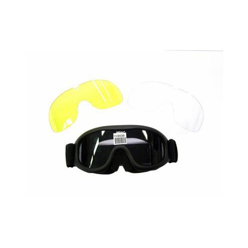 GAFAS REDONDAS SLIM NEGRAS DE TECNOPOLIMERO CON 3 LENTES: HUMO / AMARILLO / NEUTRO [YH363B]
