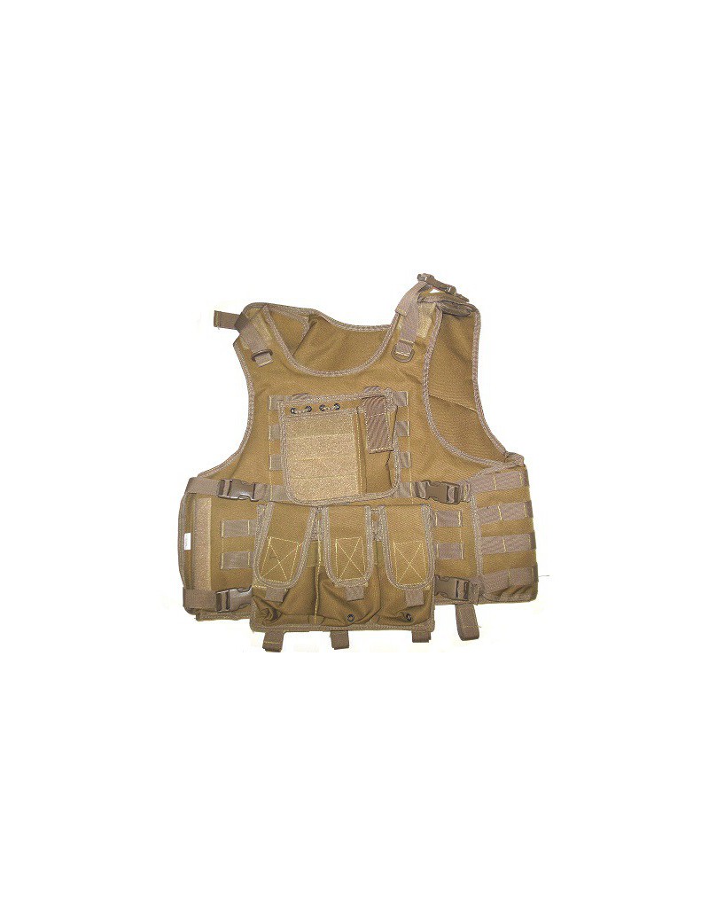 CORPETTO TATTICO TAN CON 8 TASCHE E SISTEMA MOLLE  [RP-322TAN]