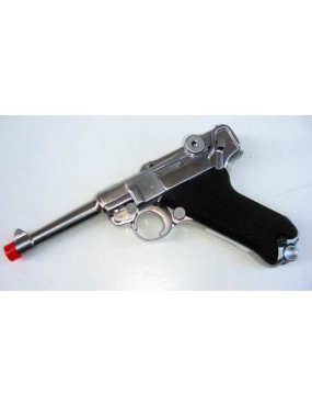 P08 LUGER SILVER GAS BLOWBACK FULL METAL [W040S]