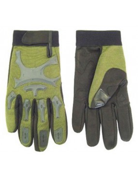 GANTS TECNO TACTIQUES VERTS EN CORDURA ET CAUCIU'. [GL50V]