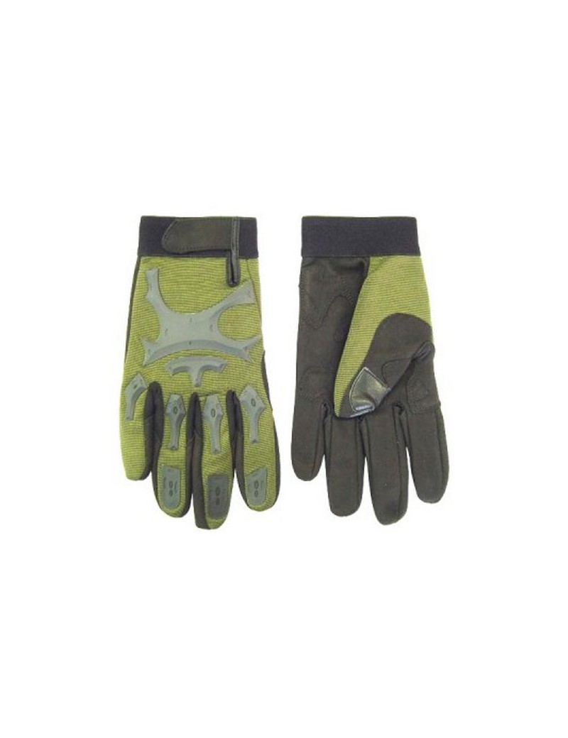 GREEN TACTICAL TECNO GLOVES IN CORDURA AND CAUCIU'. [GL50V]