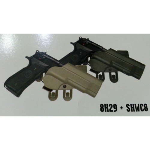 HOLSTER SHWC8 + 8K29 POUR GLOCK 17-22-31-37 COULEUR NOIR AVEC FIXATION À RESSORT EN POLYMÈRE MOULÉ PAR INJECTION [SHWC009LN]