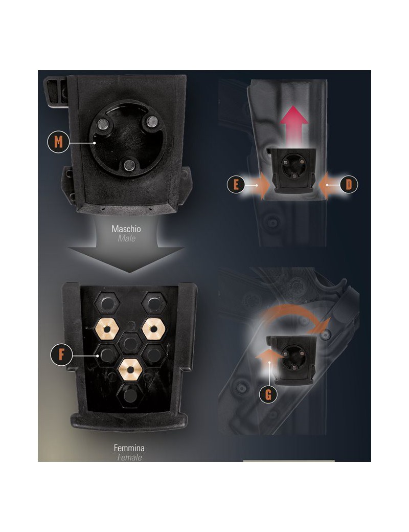 VEGA HOLSTER SISTEMA ROTATIVO E DI DISCONNESSIONE-CONNESSIONE RAPIDA NERO [8K31N]