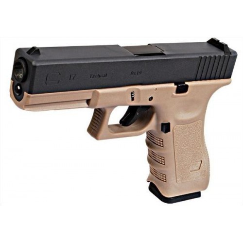 PISTOLA GLOCK G17 WE A GAS SCARRELLANTE 4 GENERAZIONE NERO/TAN  [W057BT]