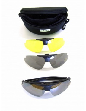 BLACK GLASSES IN POLYCARBONATE WITH NEUTRAL, BLACK, YELLOW LENS [6055B]