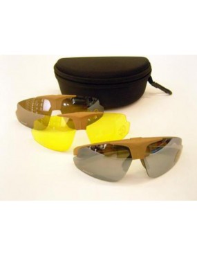 TAN GLASSES IN POLYCARBONATE WITH NEUTRAL, BLACK, YELLOW LENS [6055T]
