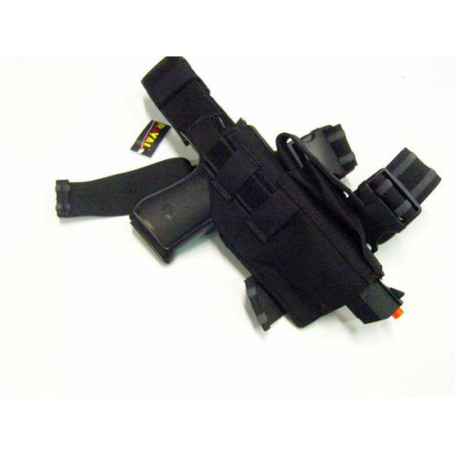 FUNDA DE PIERNA DE CORDURA NEGRA CON ESTUCHE PARA REVISTA [RP-9603-B]