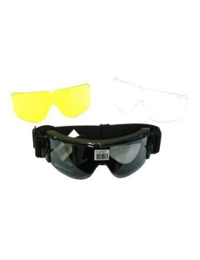POLYCARBONATE GLASSES WITH 3 LENSES: NEUTRAL / BLACK / YELLOW [YH306]