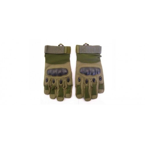 GREEN TACTICAL GLOVES WITH REINFORCED KNUCKLES  [EV-G617V]