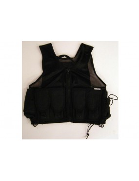 TACTICAL VEST BLACK PERFORATED WITH 6 POCKETS [JQ029B]