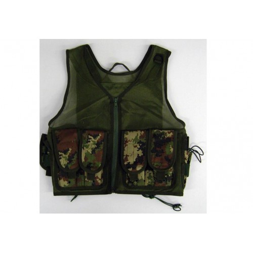 GILET TATTICO VEGETATO ITALIANO TRAFOPRATO A 6 TASCHE [JQ029TC]