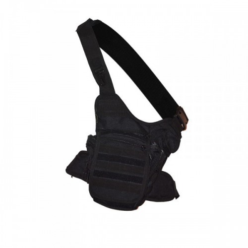 PATTON BLACK TATTICAL SHOULDER BAG / BELT BAG [J13B]