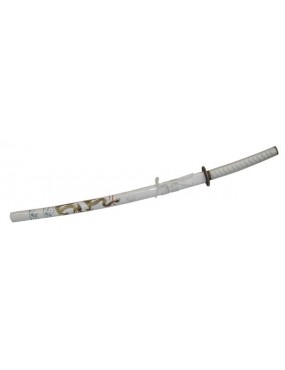 REPRODUCTION ORNEMENTALE KATANA BLANCHE AVEC DRAGON PAR LIJIANG [ZS555W]