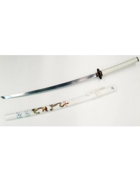 REPRODUCTION ORNEMENTALE KATANA BLANCHE AVEC DRAGON PAR LIJIANG [ZS555W] 2