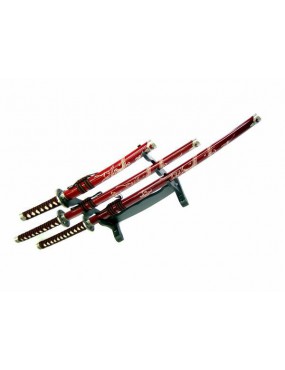 ENSEMBLE KATANE ROUGE DE REPRODUCTION ORNEMENTALE AVEC DRAGON INLAY [ZS574S RED]